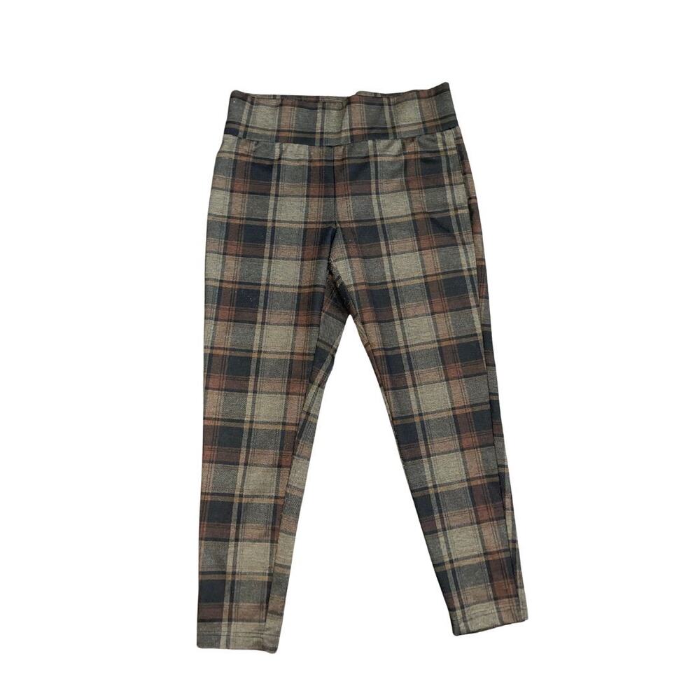 Zac & Rachel Pull on Plaid Stretch Knit Pants SZ L Academia Preppy School Girl